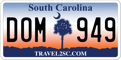 SC license plate DOM949