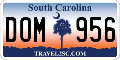 SC license plate DOM956