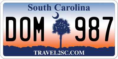 SC license plate DOM987