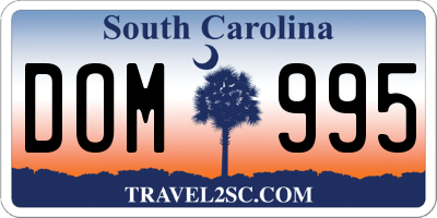 SC license plate DOM995