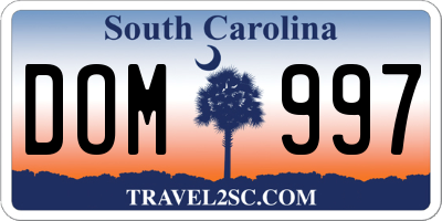 SC license plate DOM997