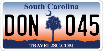 SC license plate DON045