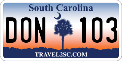 SC license plate DON103