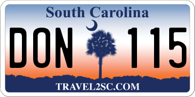SC license plate DON115
