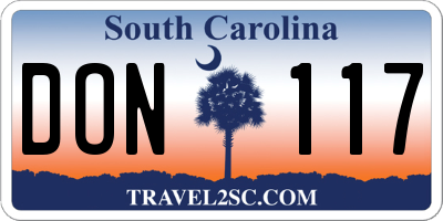 SC license plate DON117