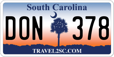 SC license plate DON378