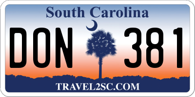 SC license plate DON381