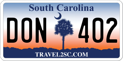 SC license plate DON402