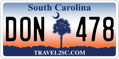 SC license plate DON478