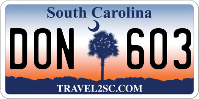 SC license plate DON603
