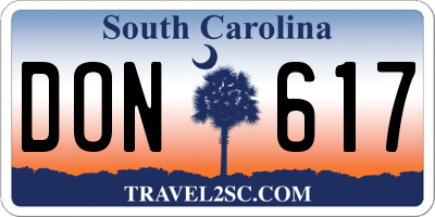 SC license plate DON617