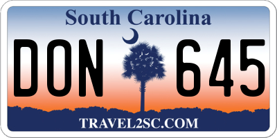 SC license plate DON645