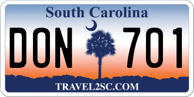 SC license plate DON701