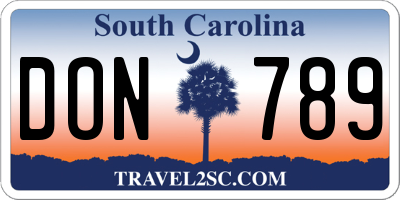 SC license plate DON789