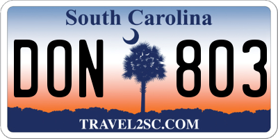 SC license plate DON803