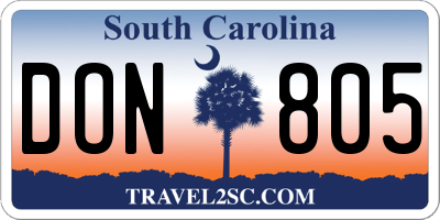 SC license plate DON805