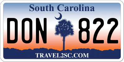 SC license plate DON822