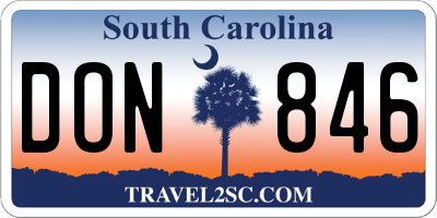SC license plate DON846