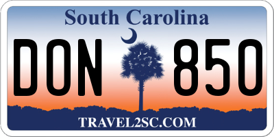 SC license plate DON850