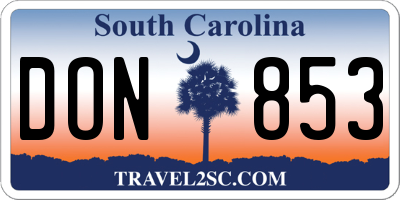 SC license plate DON853