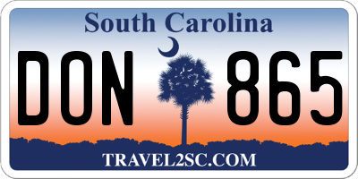SC license plate DON865