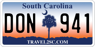 SC license plate DON941