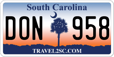 SC license plate DON958