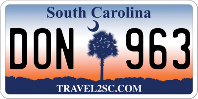 SC license plate DON963