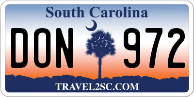 SC license plate DON972