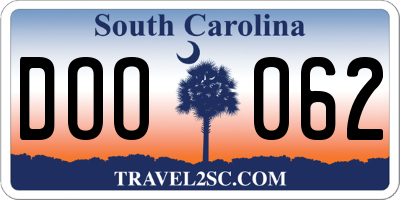SC license plate DOO062