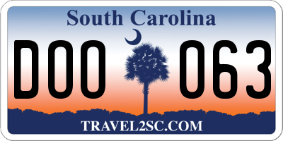 SC license plate DOO063
