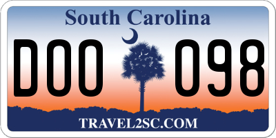 SC license plate DOO098
