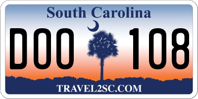 SC license plate DOO108