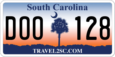 SC license plate DOO128