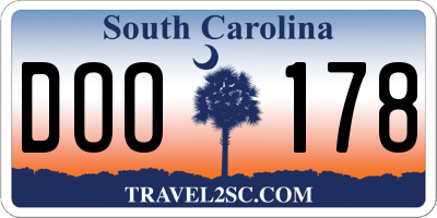 SC license plate DOO178
