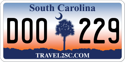 SC license plate DOO229