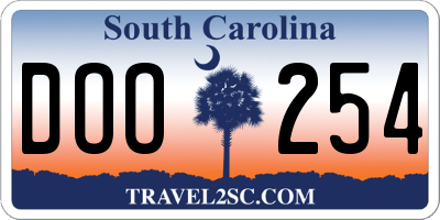 SC license plate DOO254