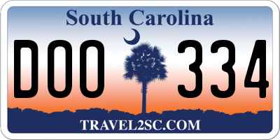 SC license plate DOO334