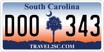 SC license plate DOO343