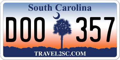 SC license plate DOO357