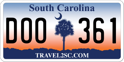SC license plate DOO361