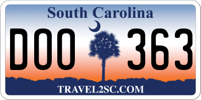 SC license plate DOO363