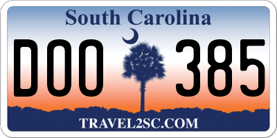 SC license plate DOO385