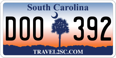 SC license plate DOO392