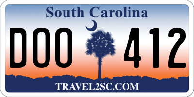 SC license plate DOO412