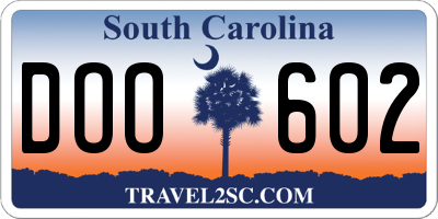 SC license plate DOO602