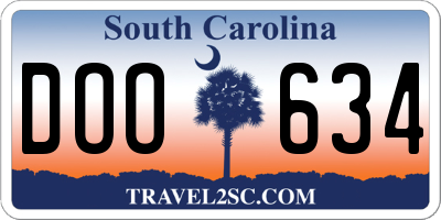SC license plate DOO634