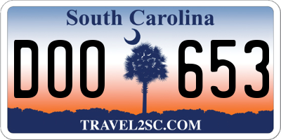 SC license plate DOO653
