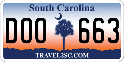 SC license plate DOO663