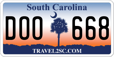 SC license plate DOO668